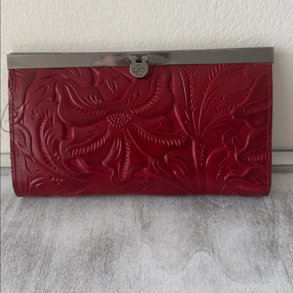 Patricia Nash Wallet Framed Tooled  Cauchy Lava Red